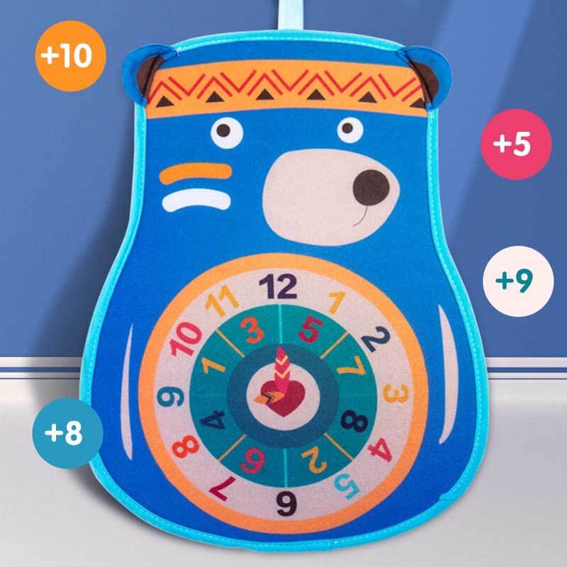Family fun activity toy: Kids' sticky ball dartboard and bow for indoor entertainment