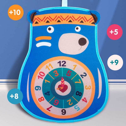 Family fun activity toy: Kids' sticky ball dartboard and bow for indoor entertainment