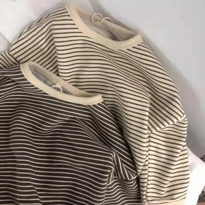 Kids' striped sweatshirt made from breathable cotton blend, ideal for active children