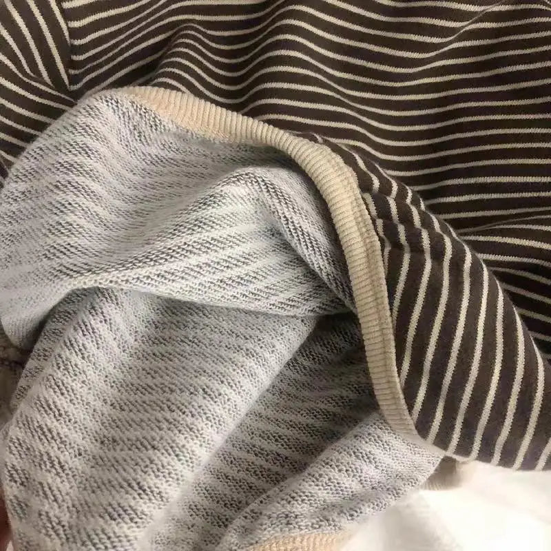 Kids' casual striped cotton blend sweatshirt, durable and easy to care for