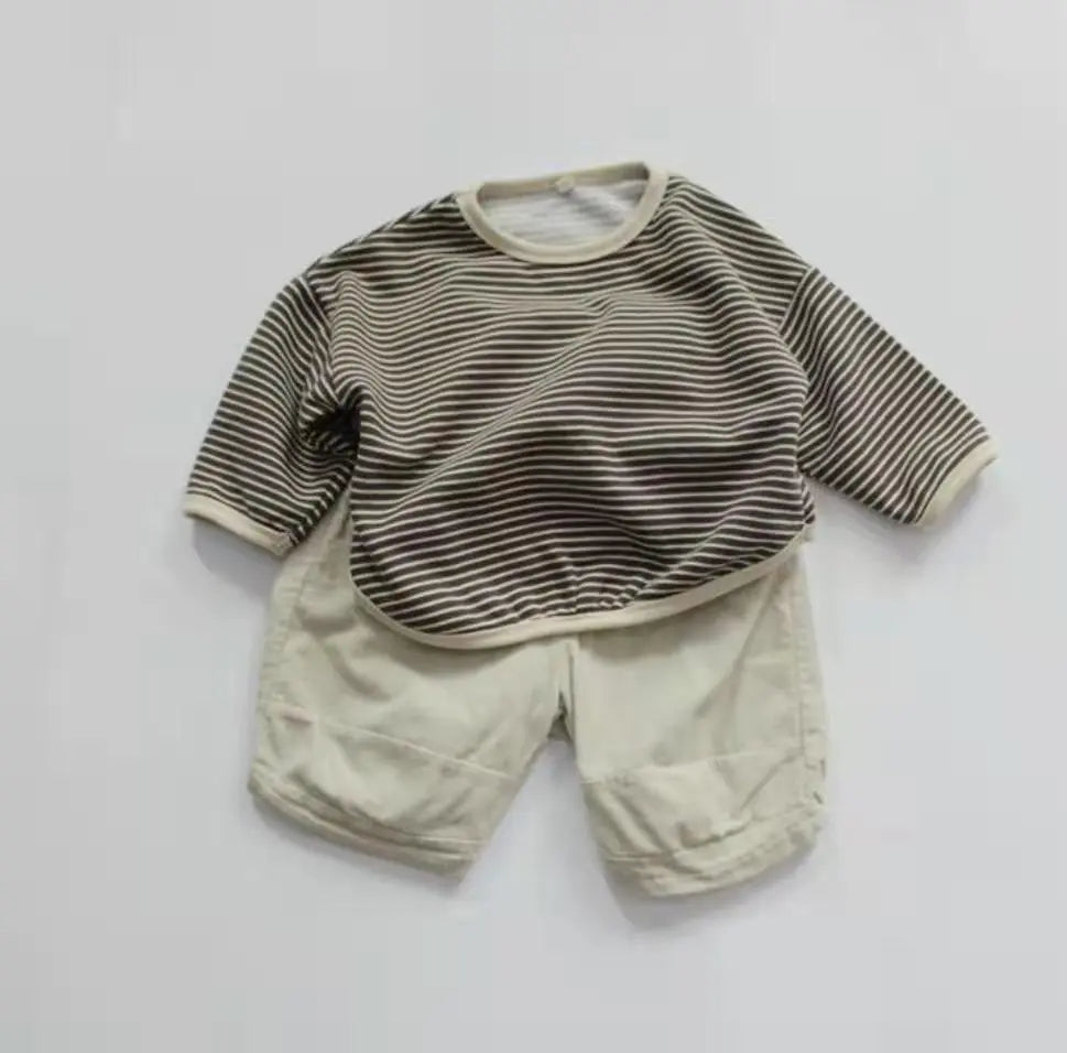 Kids' long sleeve striped shirt, cotton blend for softness and comfort, everyday style