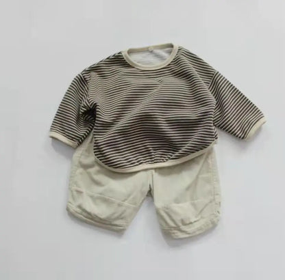 Kids' long sleeve striped shirt, cotton blend for softness and comfort, everyday style