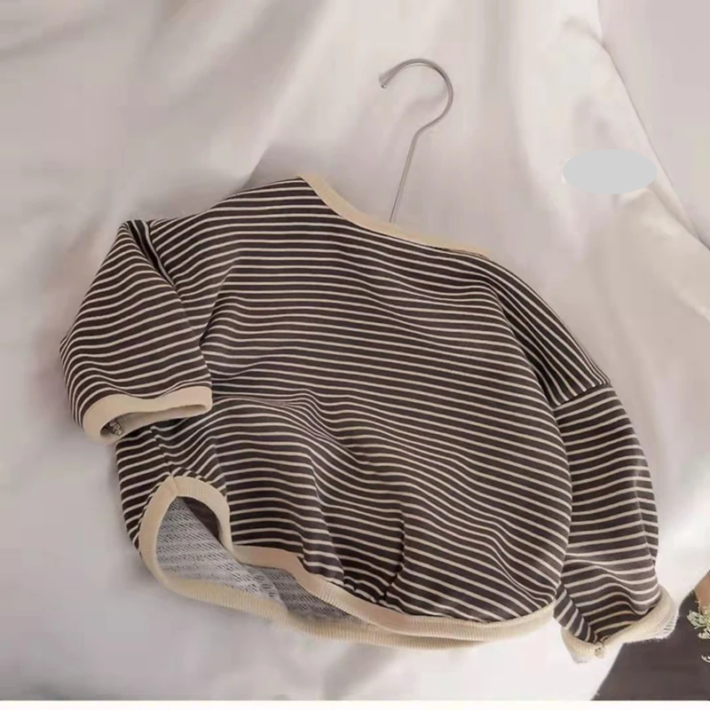 Kids' unisex striped sweatshirt, cotton blend, perfect for spring and fall wear