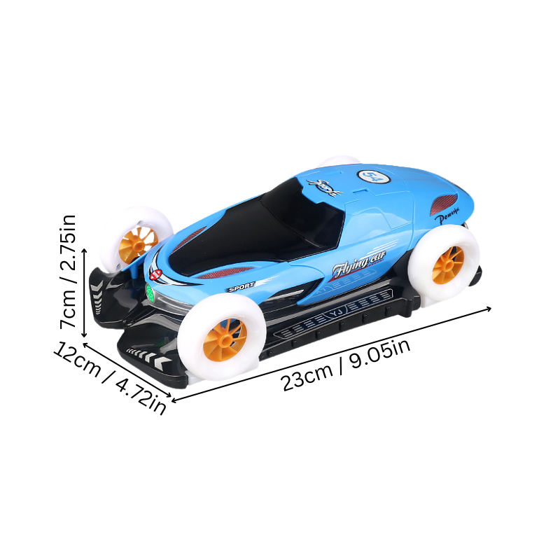 Remote control stunt vehicle for kids with flashing lights, large wheels, and durable design.