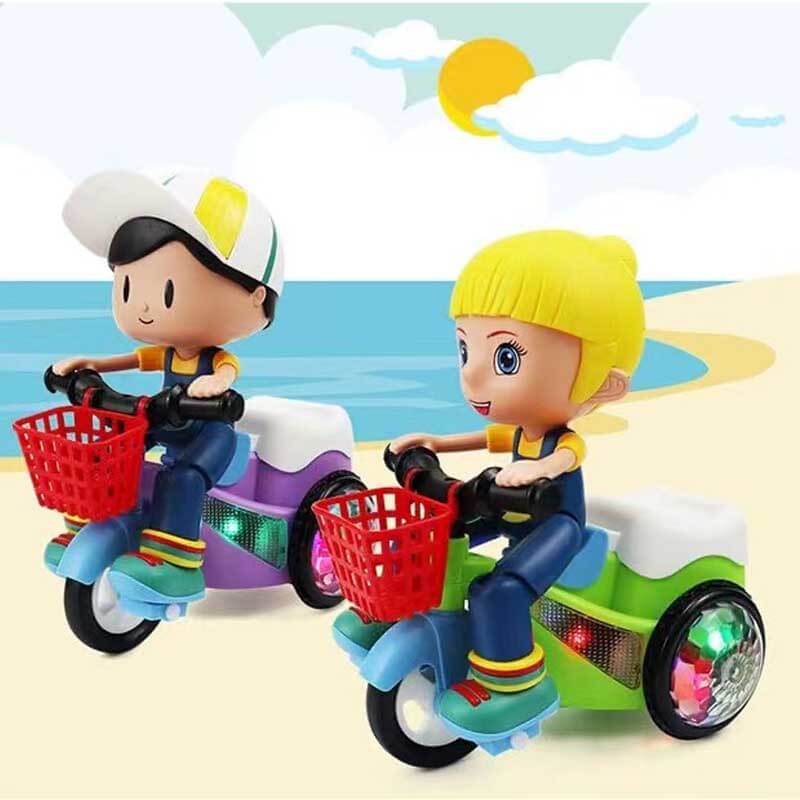 Children's stunt tricycle with musical lights and a detachable figure, perfect educational gift