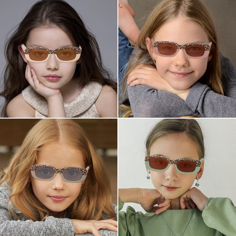 Colorful rectangle UV protection sunglasses, an essential baby accessory for sunny outdoor activities.
