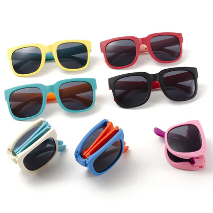 Kids' stylish UV400 rectangular sunglasses with blue plastic frame for sun protection