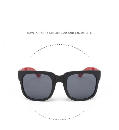 Yellow UV400 kids sunglasses with a sturdy plastic frame, ideal for eye protection and style