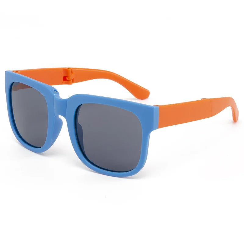 Kids' outdoor adventure UV400 sunglasses in a vibrant green plastic frame and rectangle design