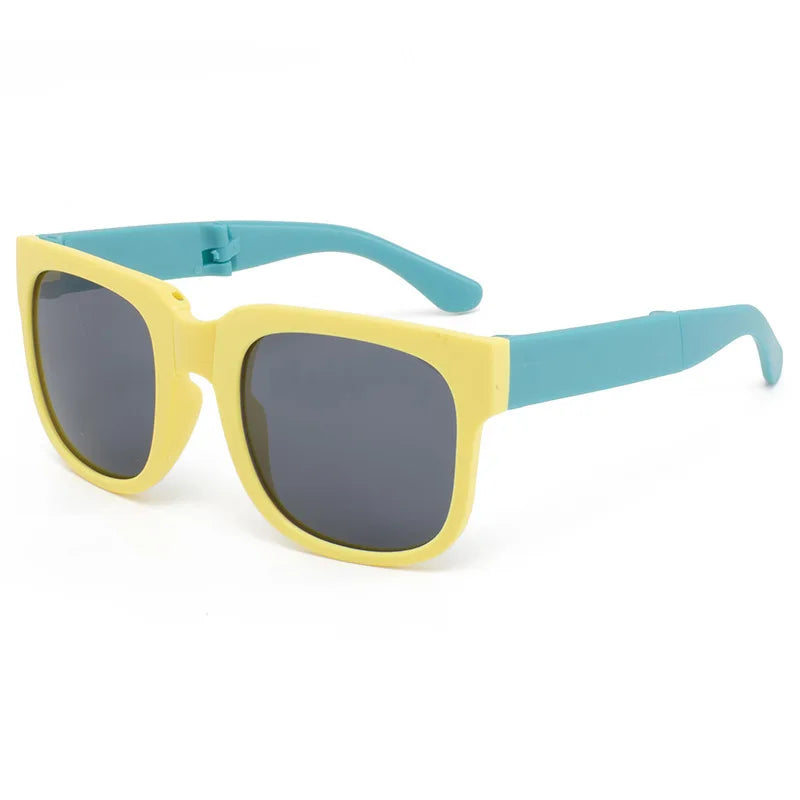 Black plastic frame kids sunglasses, UV400 protection for children's outdoor activities
