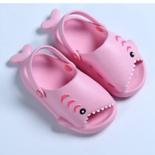 Soft toddler sandals in a fun shark shape, ideal for indoor and outdoor summer wear.