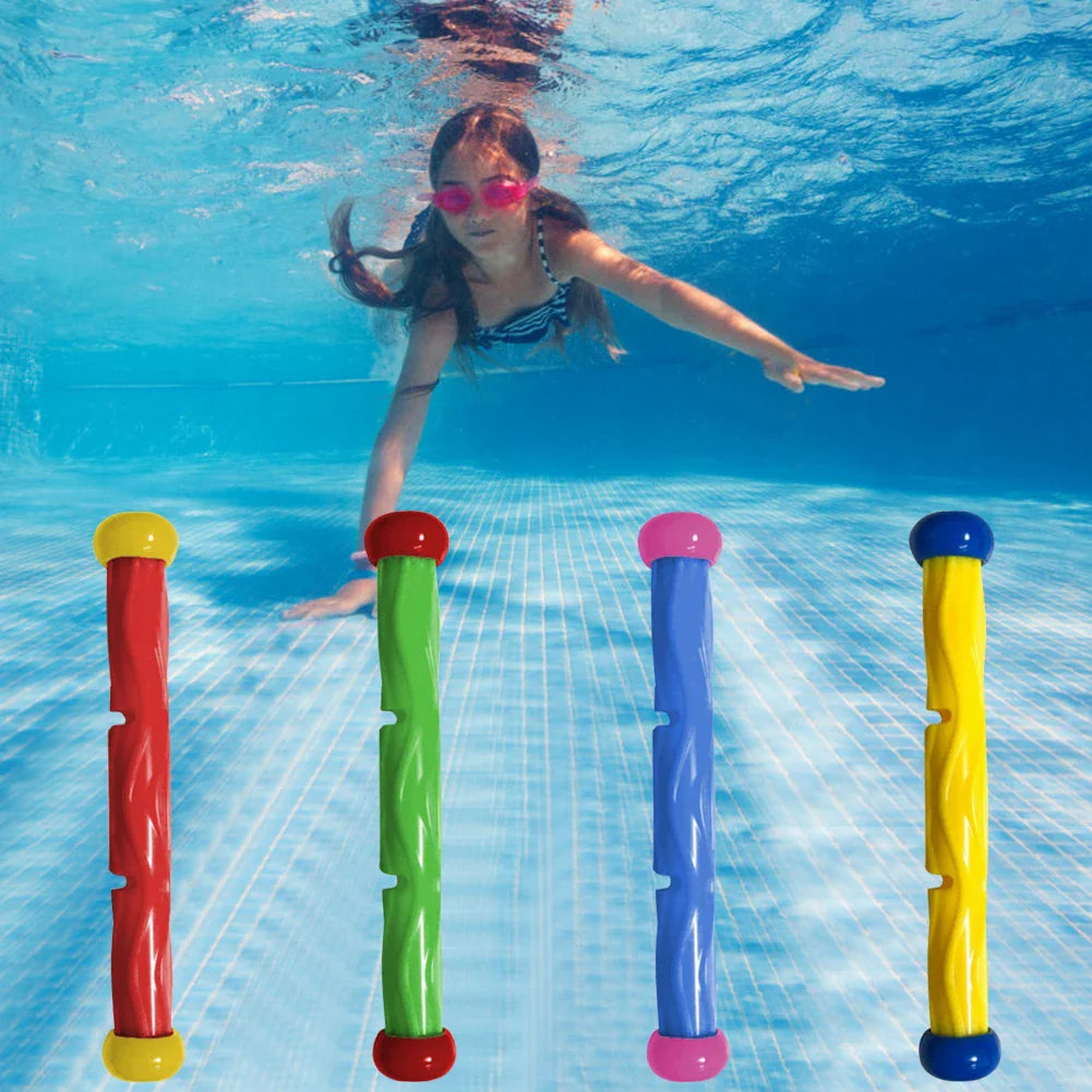 Kids playing with Shark Rocket throwing and diving toys, a fun and educational water activity set.