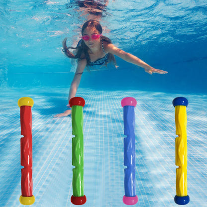 Kids playing with Shark Rocket throwing and diving toys, a fun and educational water activity set.
