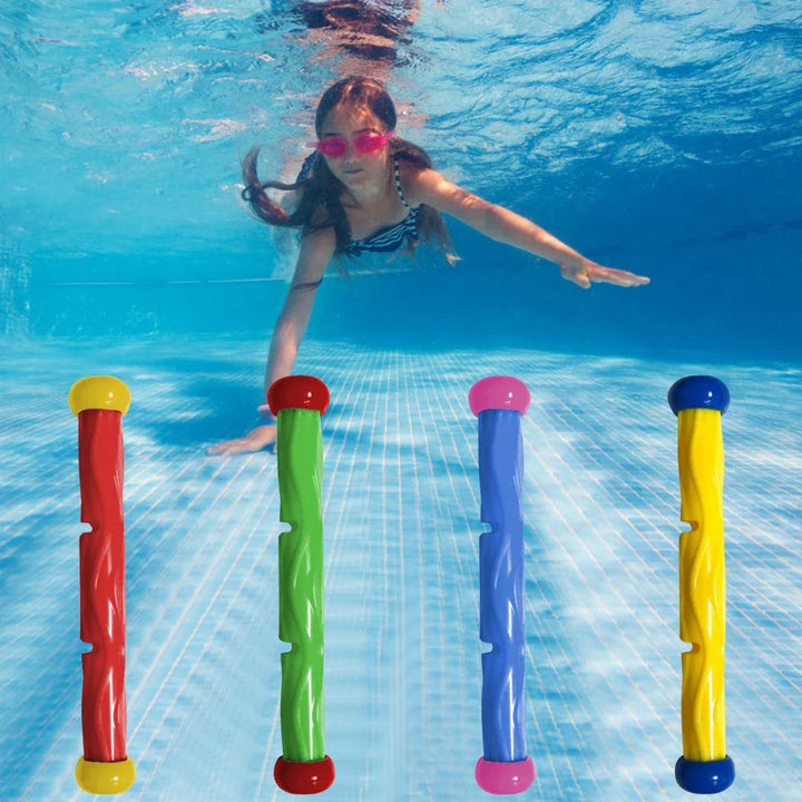 Kids playing with Shark Rocket throwing and diving toys, a fun and educational water activity set.