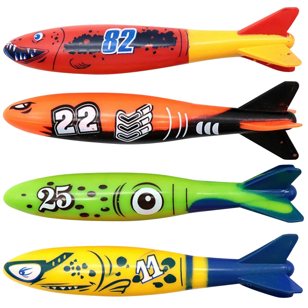 Packaging of the Kids Summer Shark Rocket Throwing & Diving Pool Toy Set, a great children's gift.