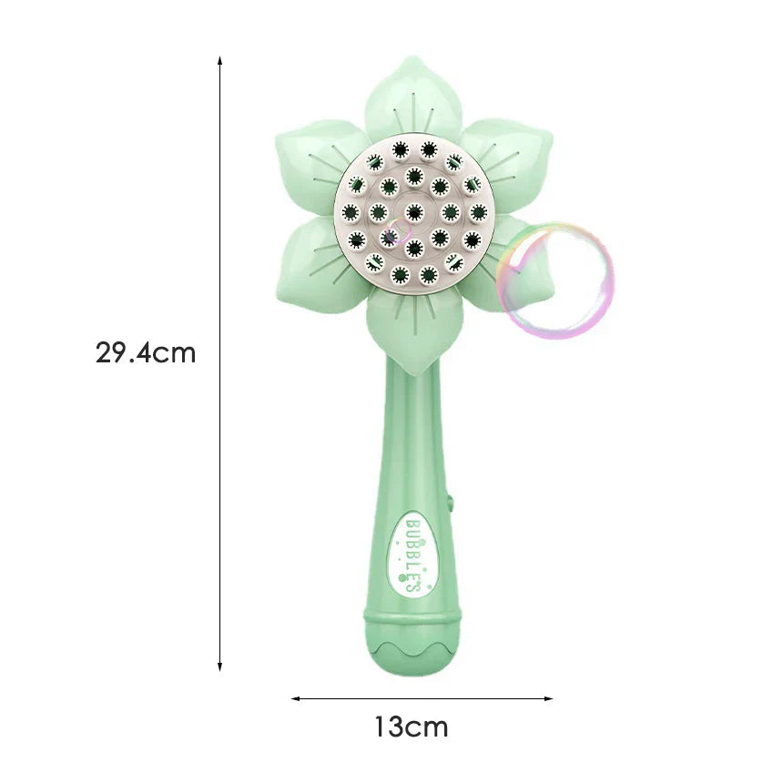 Plastic sunflower style bubble blower, an automatic kids' toy for gardens and party entertainment