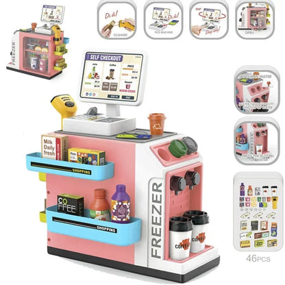 Gift for kids: Educational Supermarket Play Set with toy cash register & various pretend play accessories