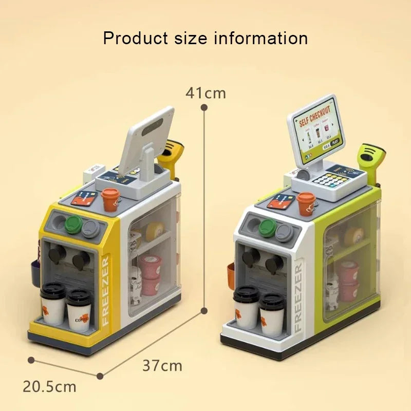 Kids learning toy: Supermarket Play Set with toy cash register, grocery items, and shopping basket