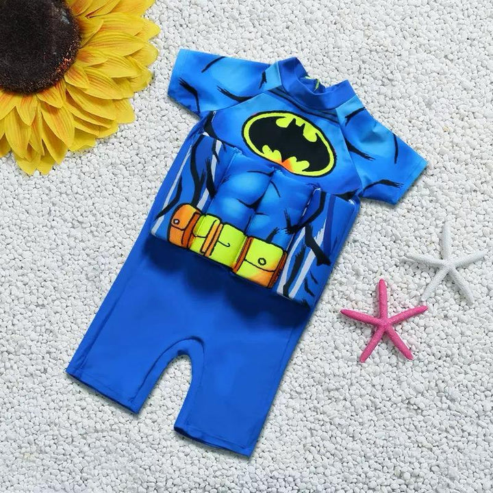Beach day essential: Kids' UV sun protection float vest with long sleeves & built-in shorts.