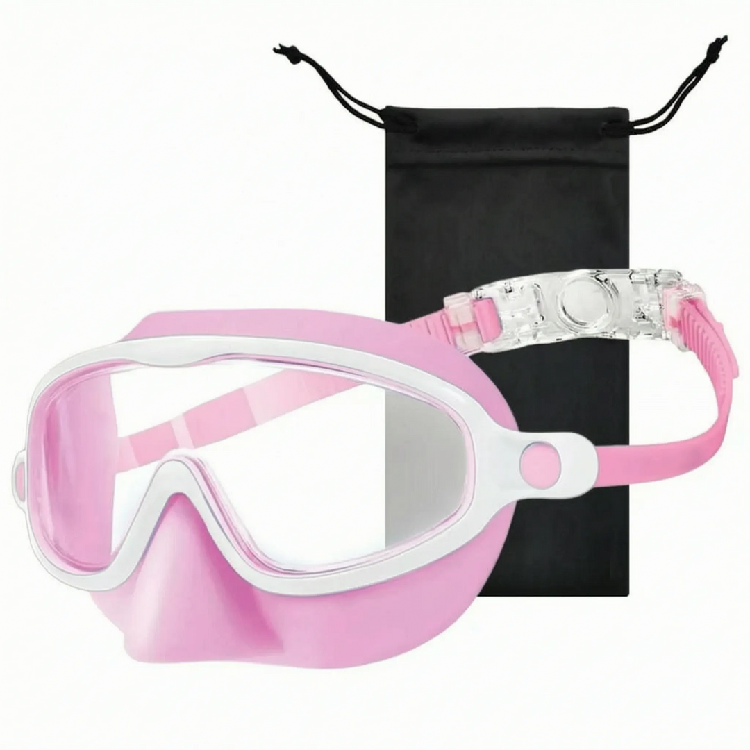 Essential kids' swim mask with integrated nose cover, ensuring full underwater vision & protection.