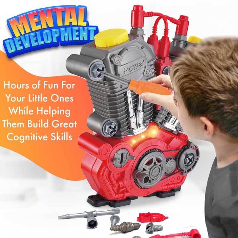 Colorful kids' take apart engine kit, promotes construction and problem-solving skills, activity toy