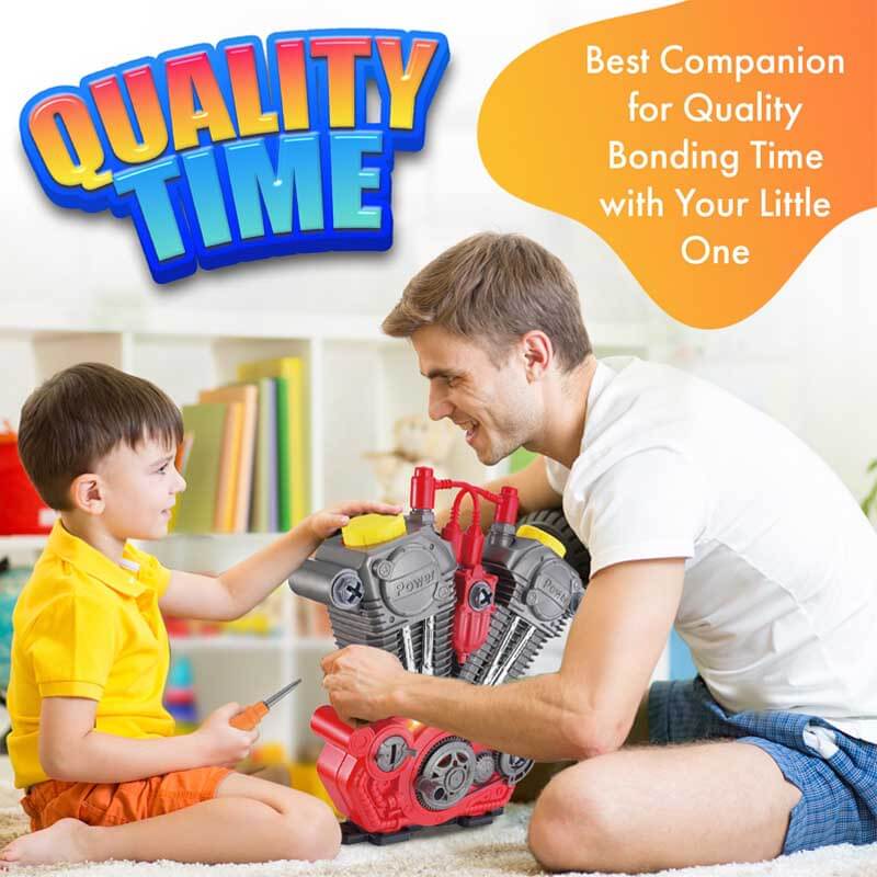 Educational take apart engine toy for kids, detailed motorcycle model for construction play