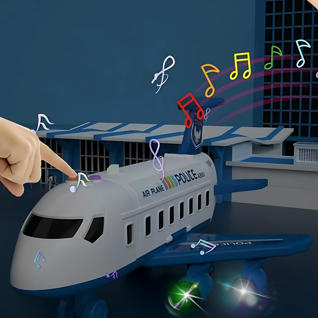 Educational transforming airplane toy promotes imagination and motor skills. Battery-free for endless kid's fun.