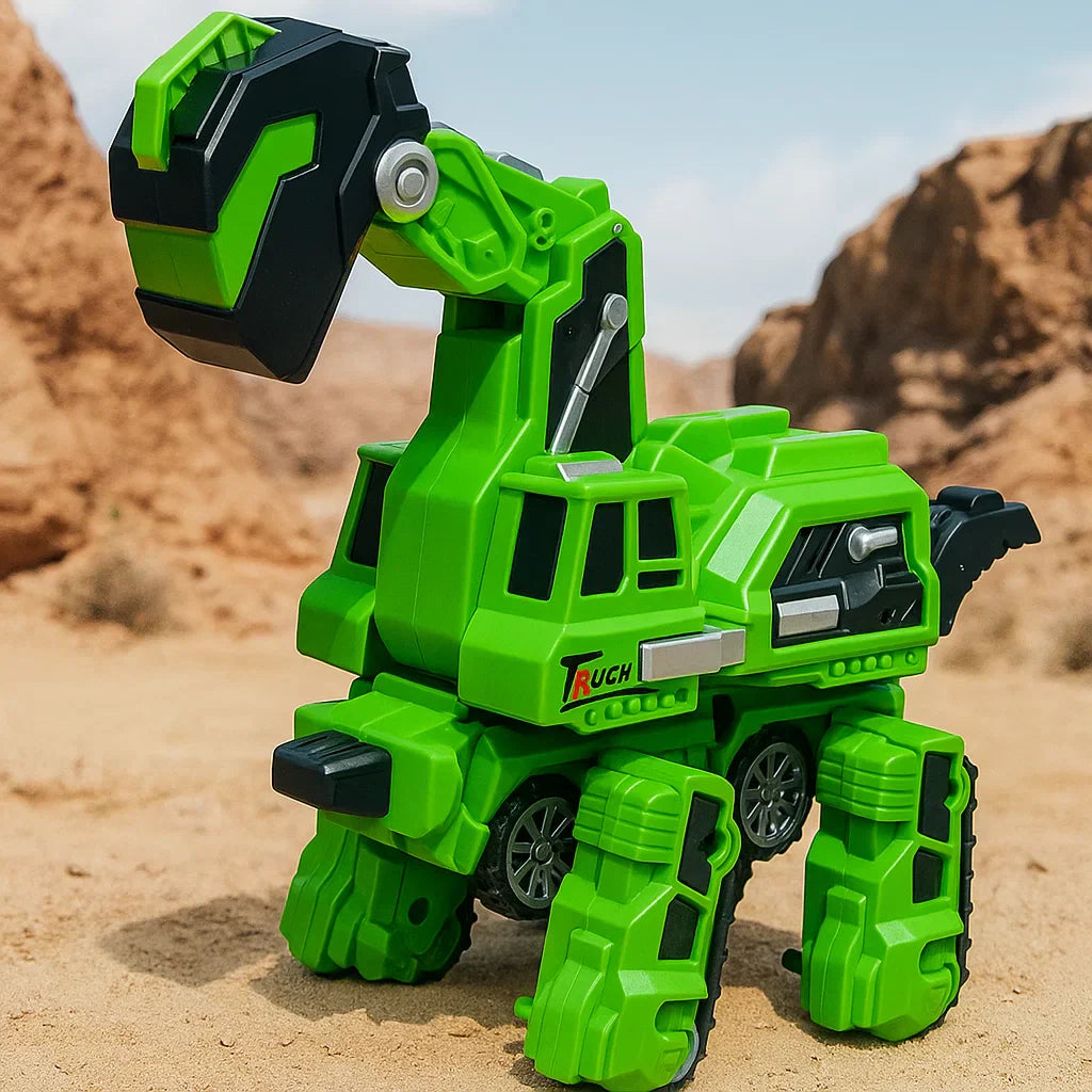 Side view of a transforming dinosaur robot car toy, an exciting vehicle for kids.