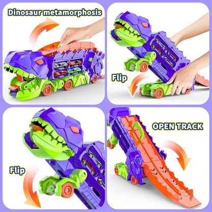 Educational toy: a transforming dinosaur truck encouraging imaginative play with cars