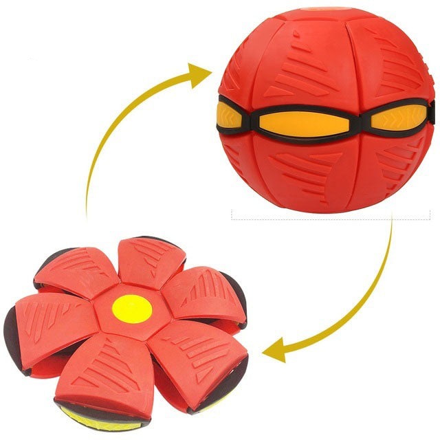 Packaging for Kids' Transforming Disc Ball outdoor toy, highlighting skill development and active play.