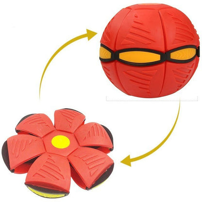 Packaging for Kids' Transforming Disc Ball outdoor toy, highlighting skill development and active play.