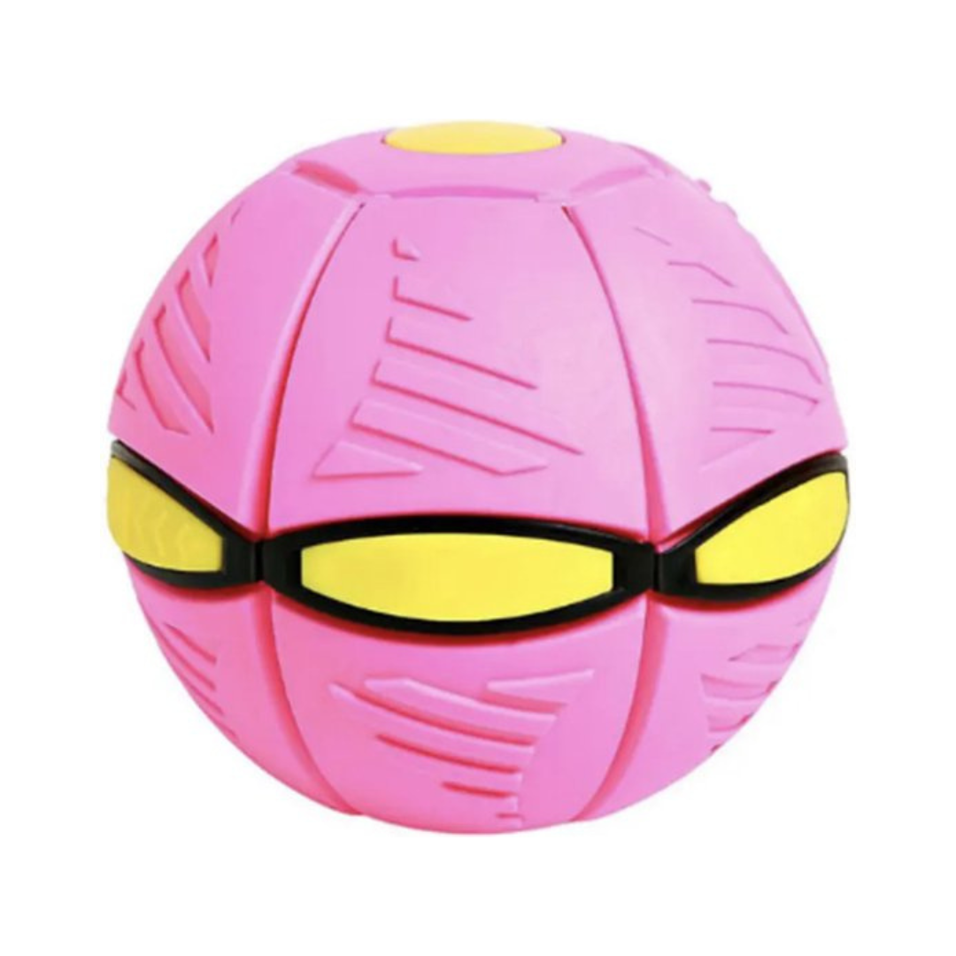 Two kids laughing while transforming the Disc Ball toy, emphasizing fun and engaging outdoor play.