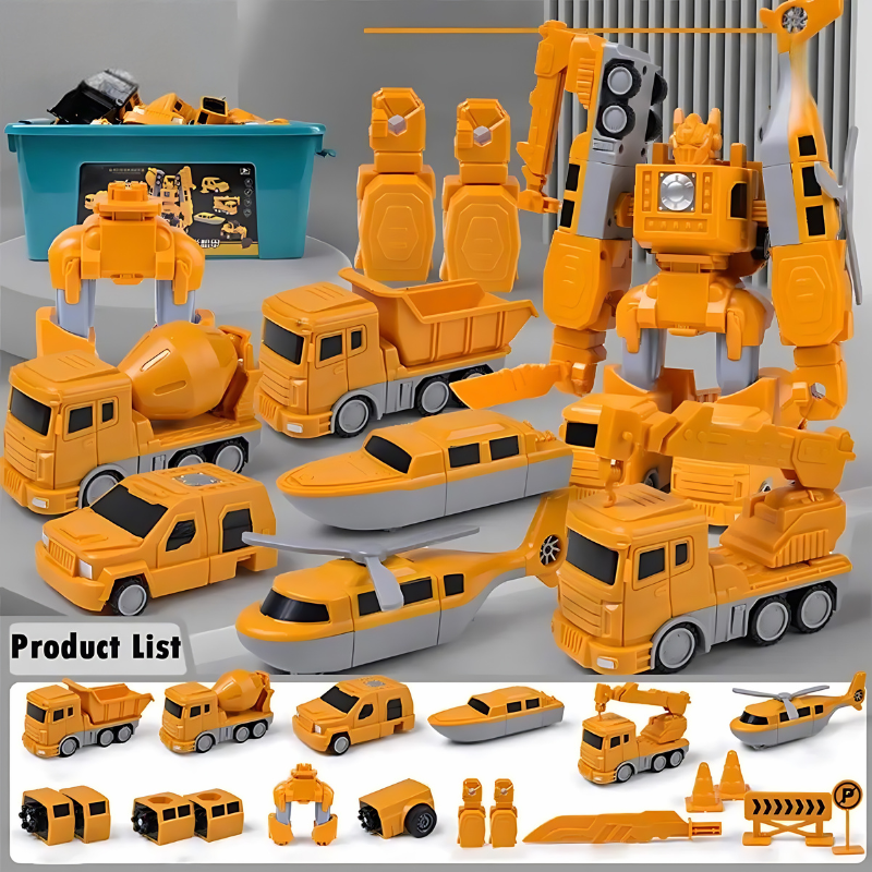 Colorful kids' magnetic transforming vehicle toy set, ideal for creative robot & car play