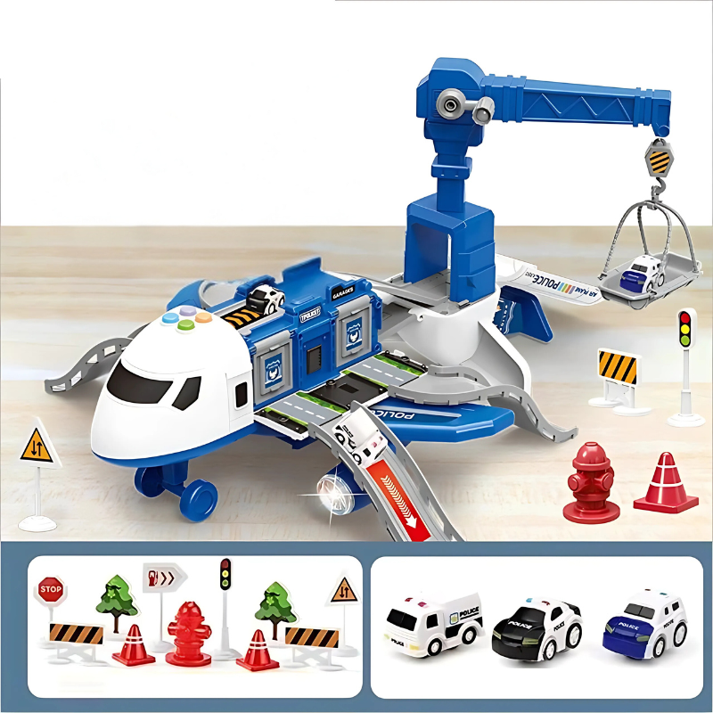 Detail of Kids' Transforming Plane Playset, showing durable plastic construction and child-safe design