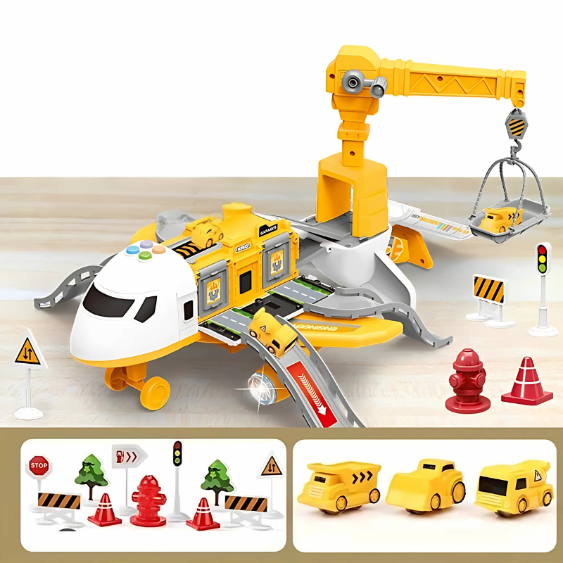 Kids' Transforming Plane Playset, packaged in a colorful box ideal for gifting, educational toy