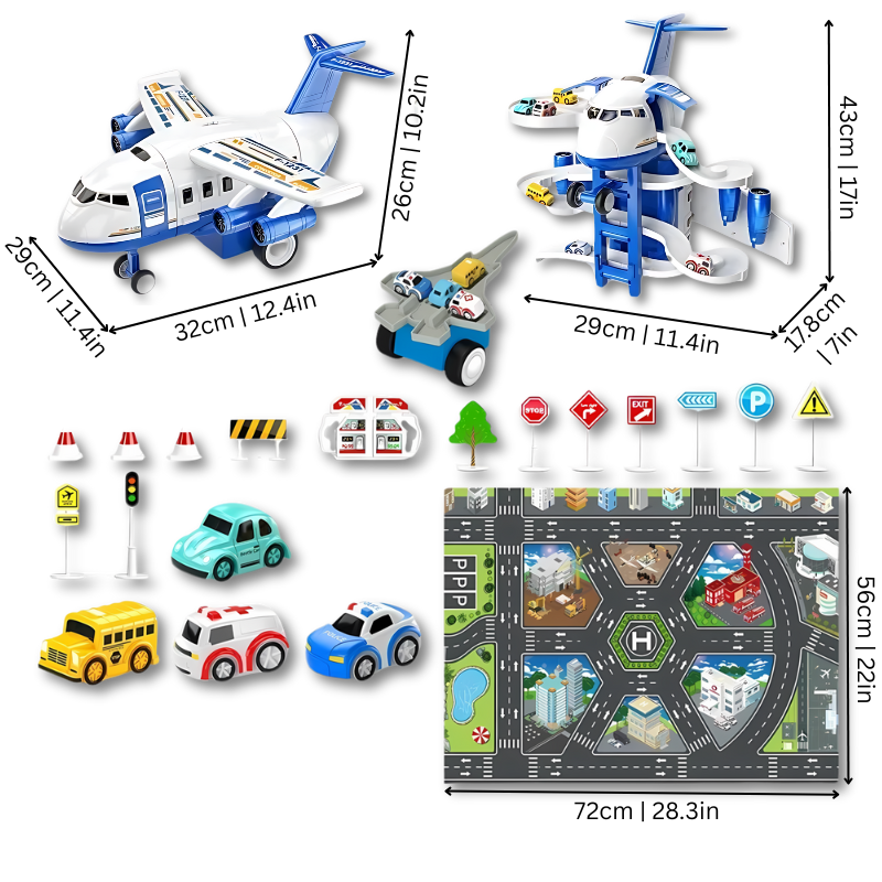 Plane race track kids' toy, transforming vehicle play set, educational game, interactive with planes and cars