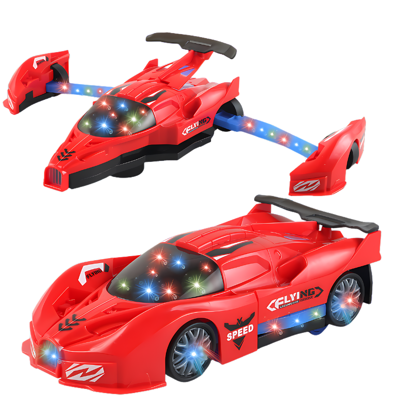 Transforming robot police car toy with bright LED lights and musical features, engaging active play for children