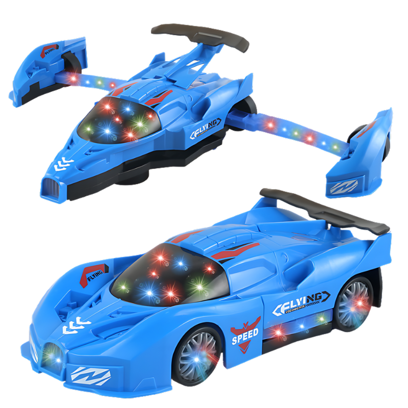 Dynamic kids' police toy car mid-transformation into a robot, showcasing LED lights, perfect for gifts ages 4-5