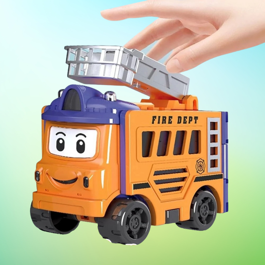 Kids' Transforming Pull-Back Car 2-Pack, red and blue vehicles for imaginative play