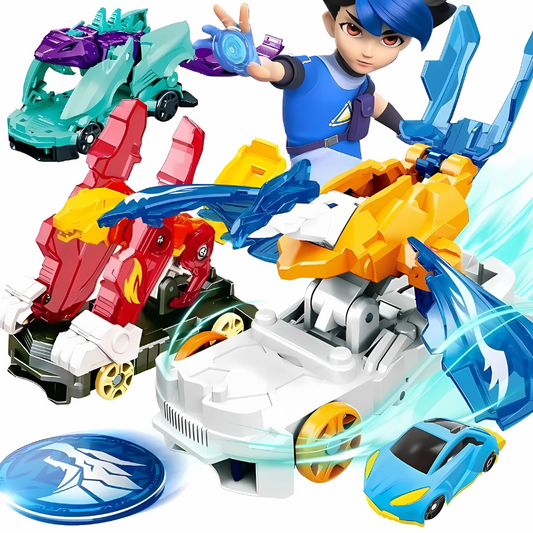 Kids' Transforming Stunt Car Toy, a red and blue action vehicle for boys and girls playtime