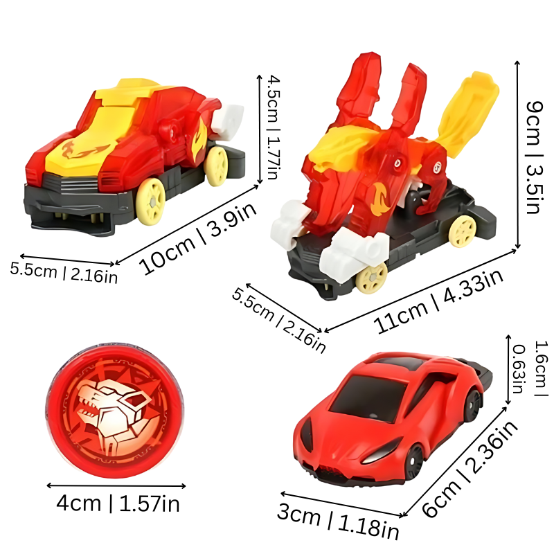 Transforming Stunt Car Toy in robot mode, a fun kids' toy vehicle with large wheels