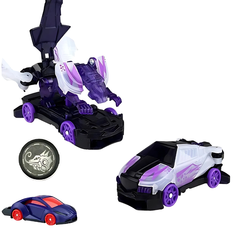 Transforming Stunt Car Toy in car mode, ready for high-speed adventures, a great kids' gift