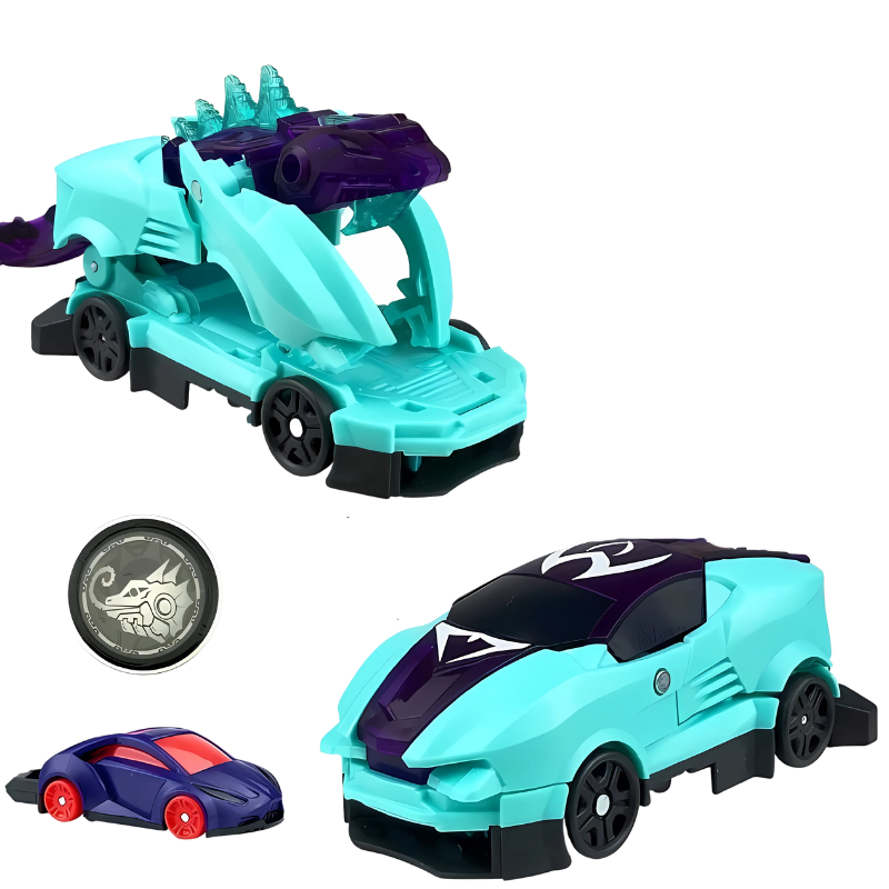 Packaging for the Kids' Transforming Stunt Car Toy, highlighting its transforming features