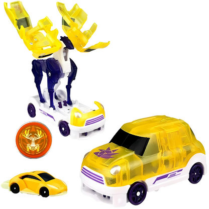 Two Transforming Stunt Car Toys, red and blue, displayed together as a cool kids' toy collection