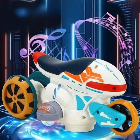 Kids' transforming stunt car with lights and music, an interactive preschool toy for boys and girls.