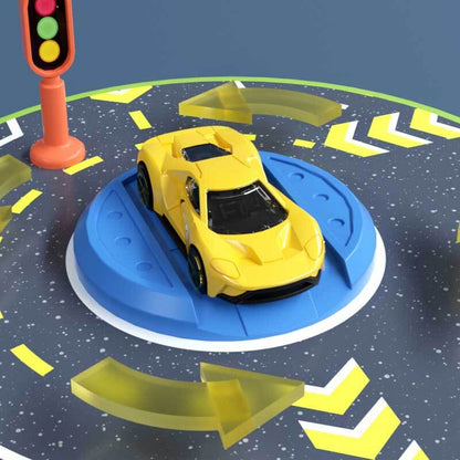 Portable tire race track & parking garage in compact tire mode, perfect gift for kids who love toy cars