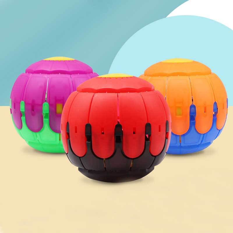 A yellow transforming UFO disc ball, a popular interactive toy for children's games