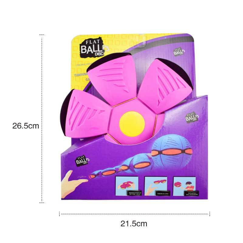 Transforming disc ball toy in ball form, ready for throwing and catching in children's games