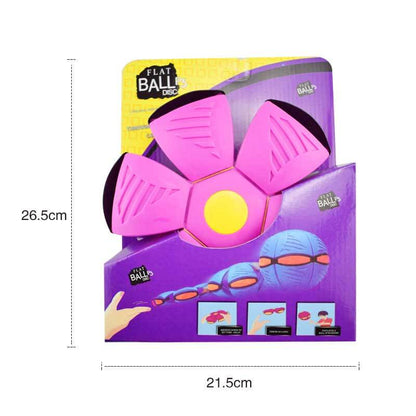 Transforming disc ball toy in ball form, ready for throwing and catching in children's games