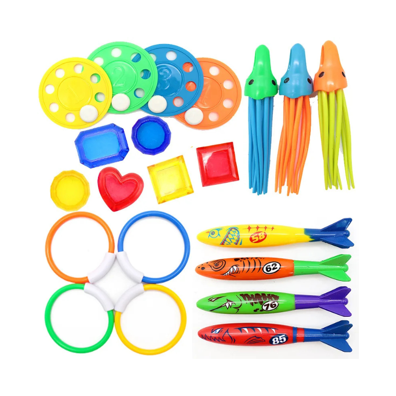Durable plastic kids' diving treasure set, ideal for breath control practice and pool games